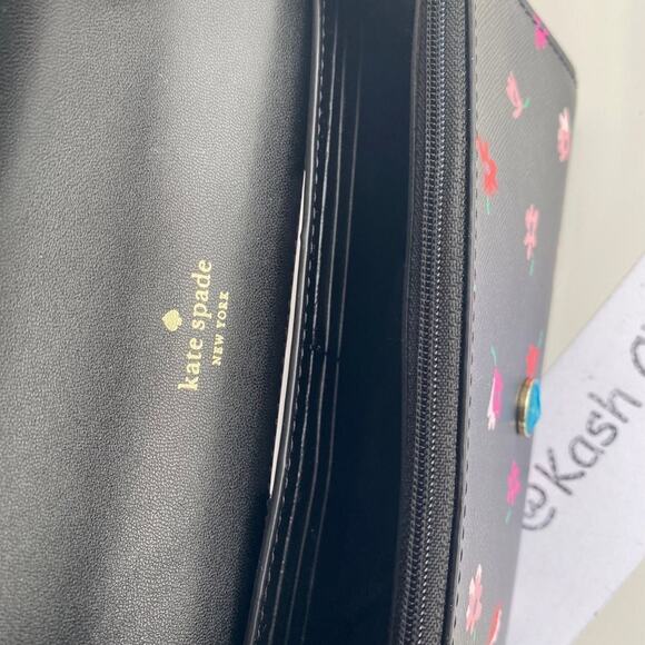Kate Spade Crossbody Ditsy Buds Small Flap purse Black multi - Picture 8 of 9